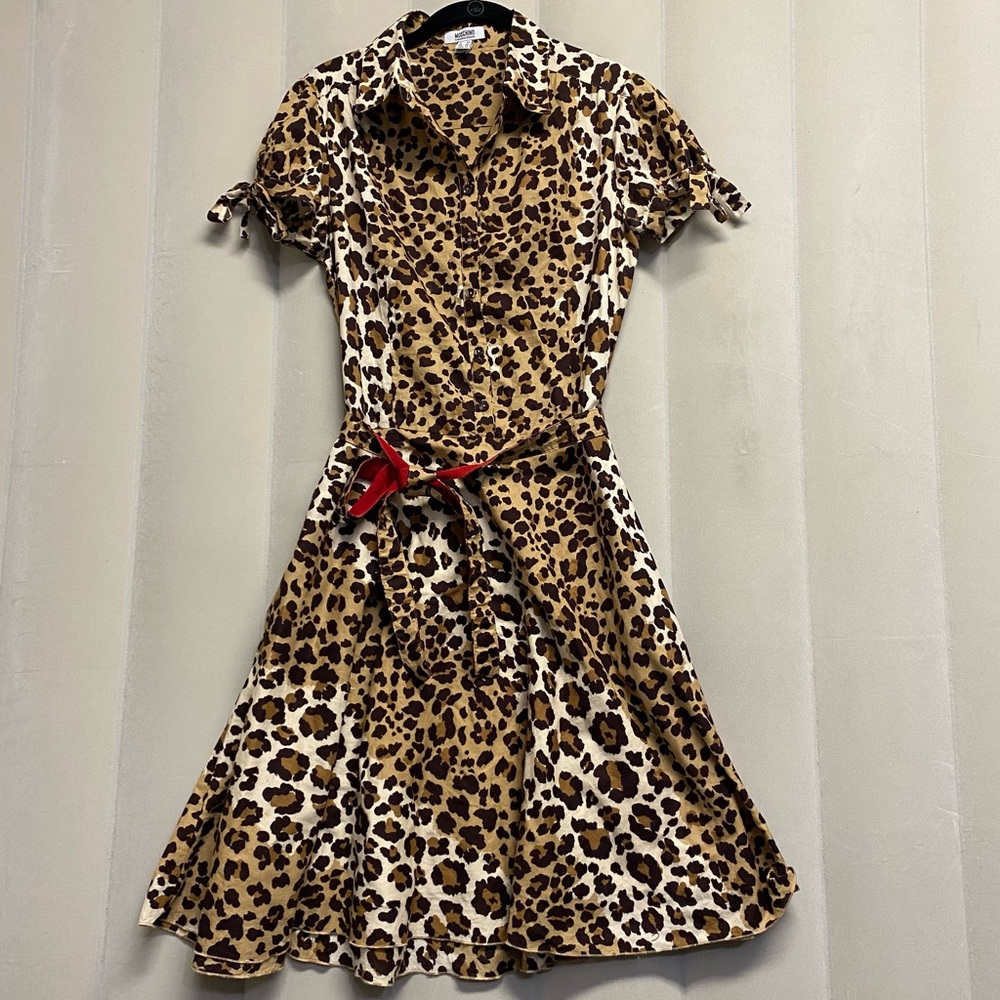 Moschino Women’s Dress Size 10 Animal Leopard Print Cotton Quiet Luxury Designer